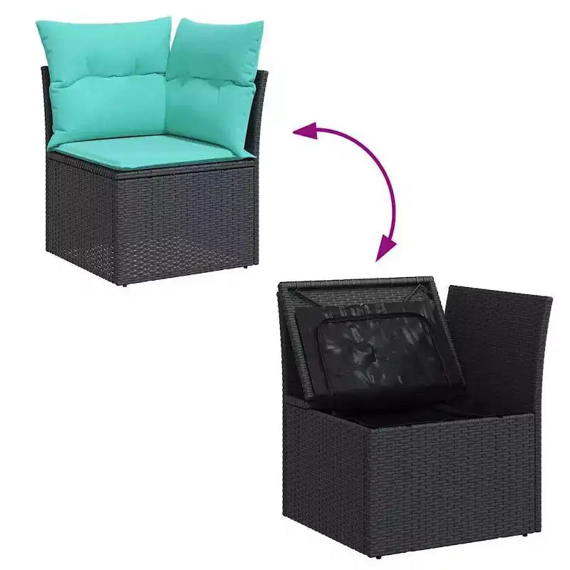 vidaXL Salon de jardin 9 pcs avec coussins résine tressée noir