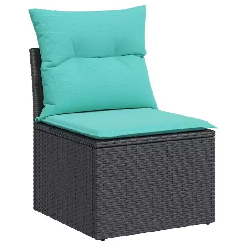 vidaXL Salon de jardin 9 pcs avec coussins résine tressée noir
