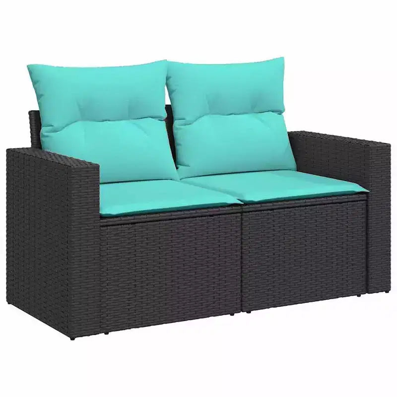 vidaXL Salon de jardin 9 pcs avec coussins résine tressée noir