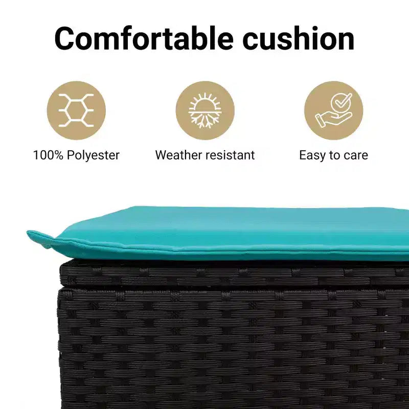 vidaXL Ensemble de canapés de jardin 10 pcs avec coussins résine tressée noir - Noir et bleu Sans table