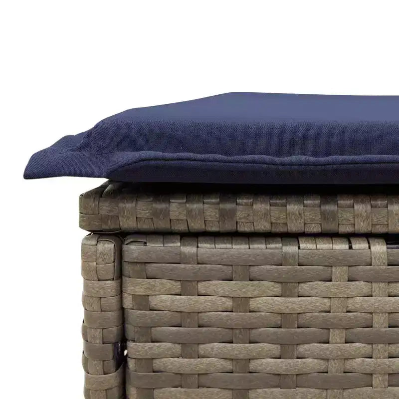 vidaXL Ensemble de canapés de jardin 10 pcs avec coussins résine tressée noir - Noir et bleu Sans table