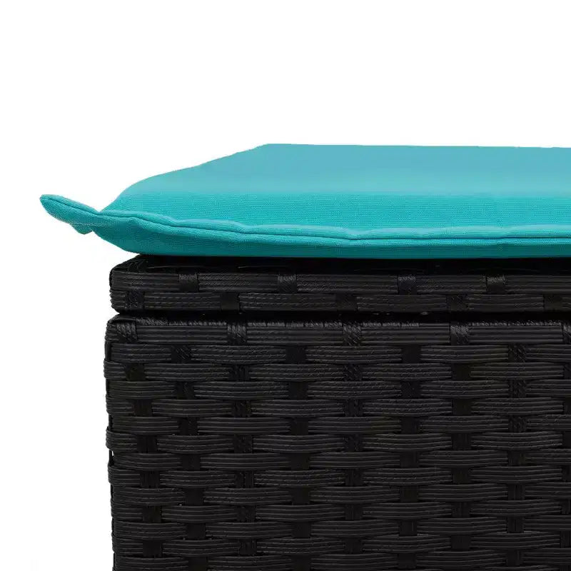 vidaXL Ensemble de canapés de jardin 10 pcs avec coussins résine tressée noir - Noir et bleu Sans table