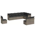 vidaXL Ensemble de canapés de jardin 10 pcs avec coussins résine tressée noir - Noir et bleu Sans table