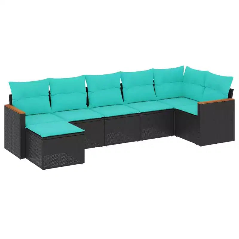 vidaXL Patio Sofa Set Black, Blue