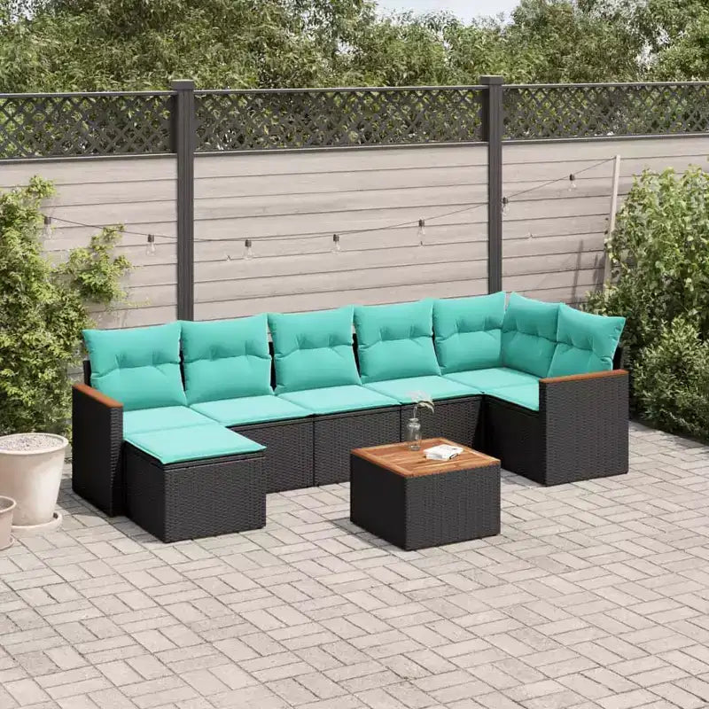 vidaXL Salon de jardin noir et bleu