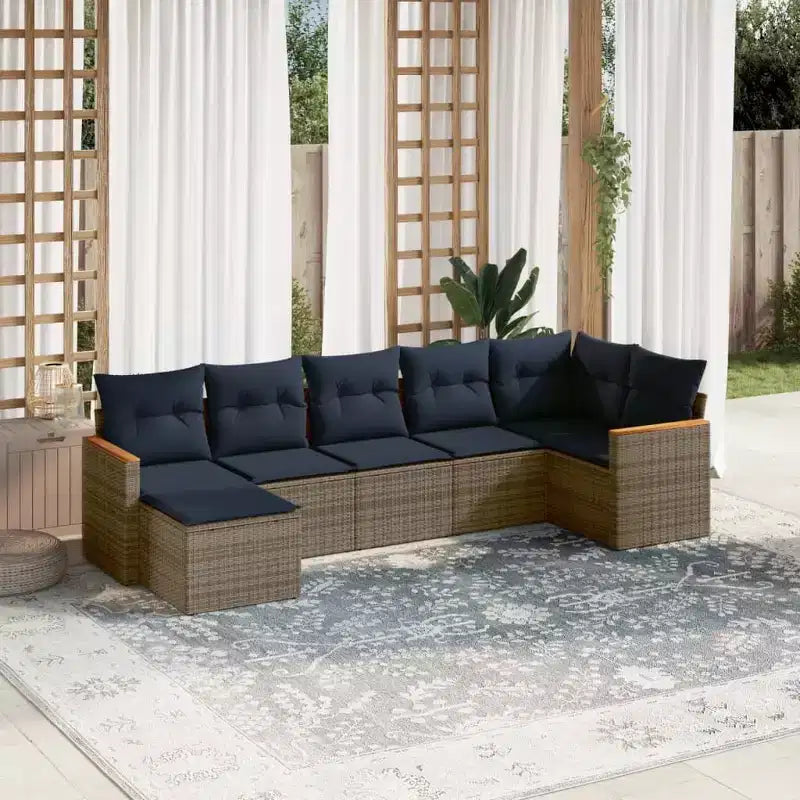 vidaXL Salon de jardin noir et bleu