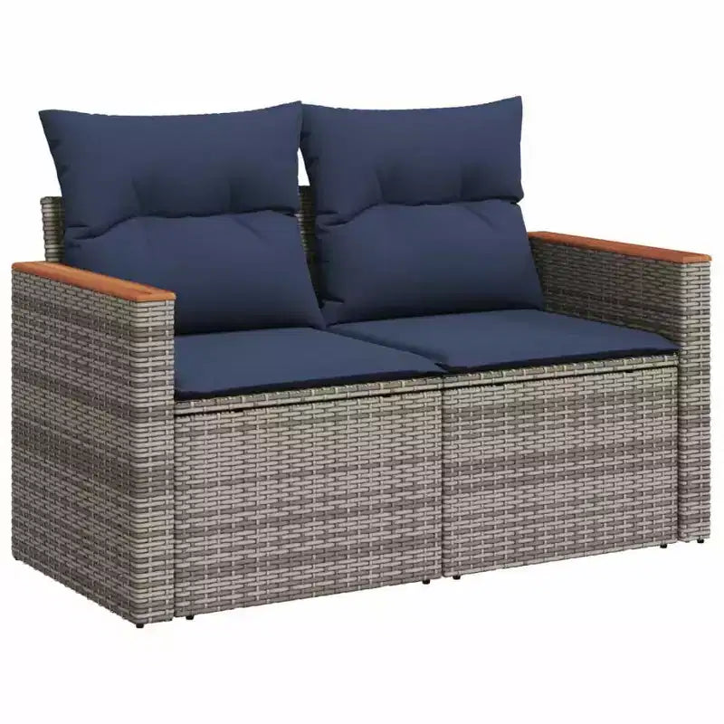 vidaXL Salon de jardin noir et bleu