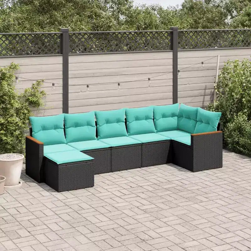 vidaXL Salon de jardin noir et bleu