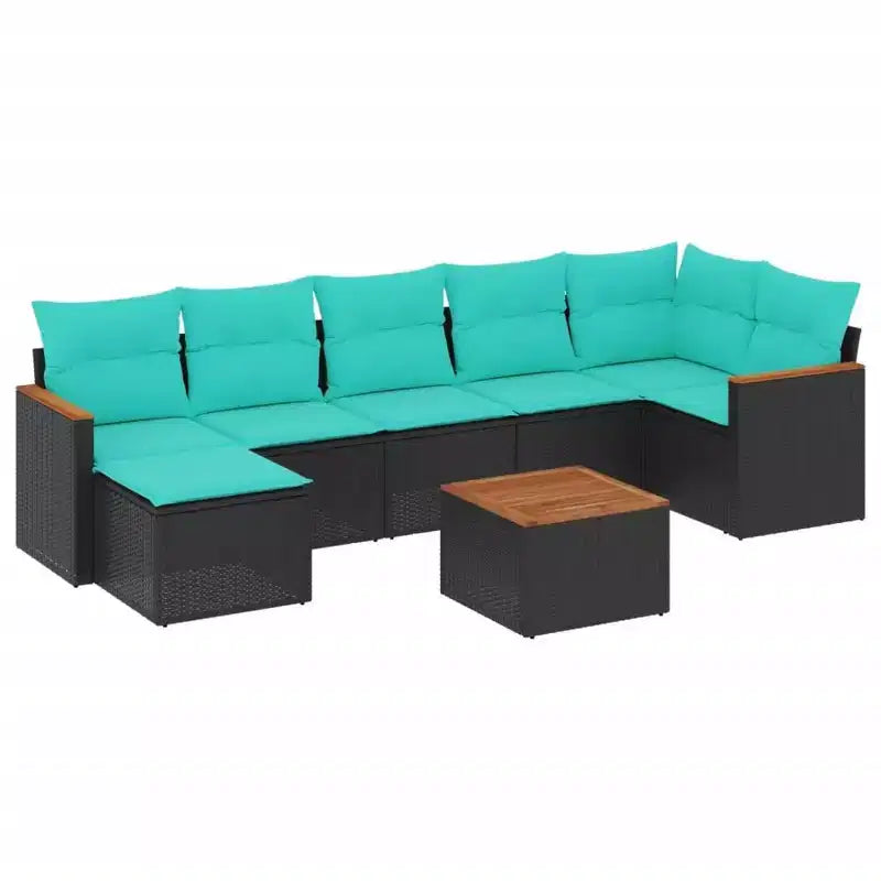 vidaXL Salon de jardin noir et bleu