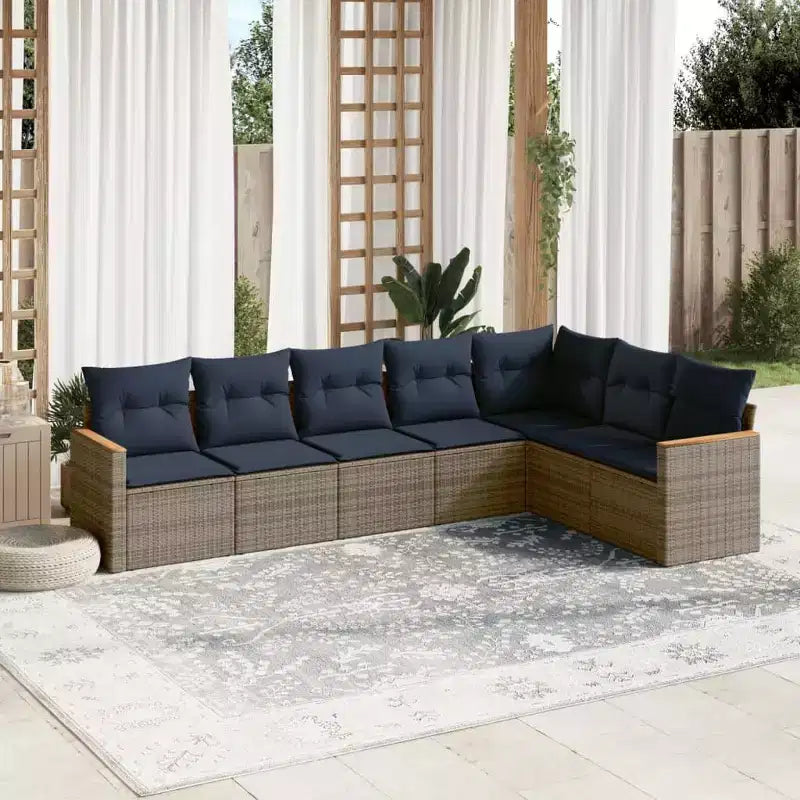 vidaXL Salon de jardin avec coussins en résine tressée