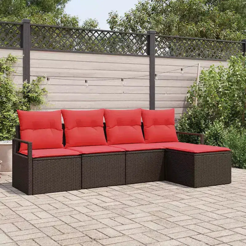 vidaXL Salon de jardin 5 pcs Marron Résine tressée