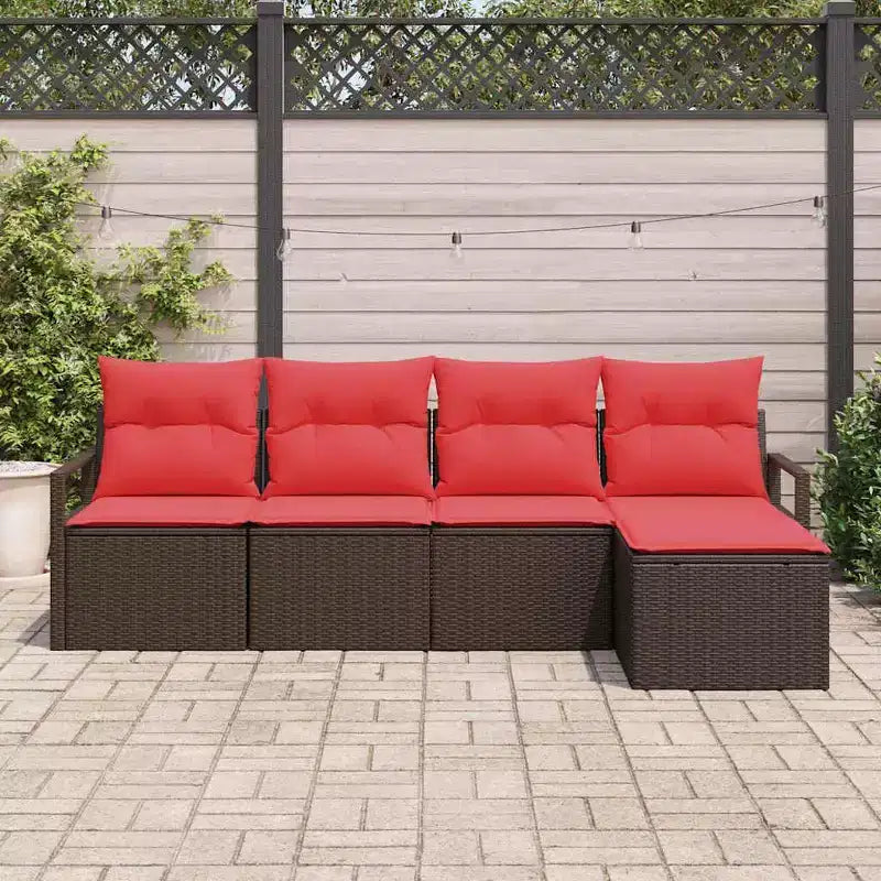 vidaXL Salon de jardin 5 pcs Marron Résine tressée