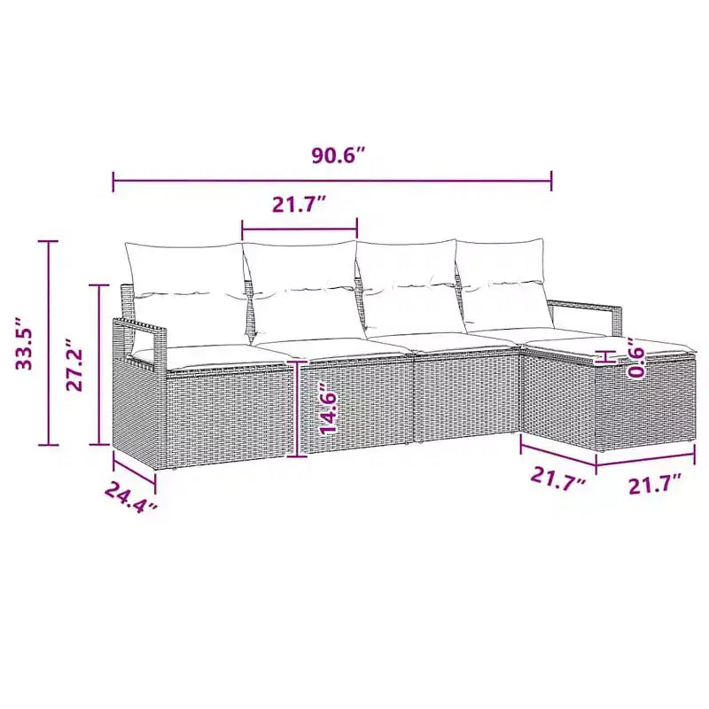 vidaXL Salon de jardin 5 pcs Marron Résine tressée