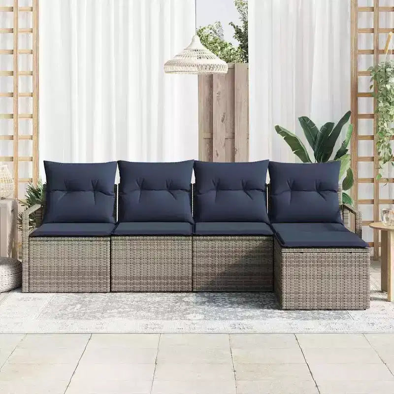 vidaXL Salon de jardin 5 pcs Marron Résine tressée