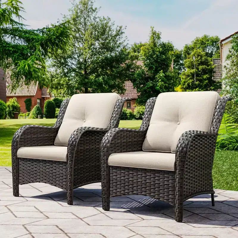 UPTIOT Chaises longues d'extérieur en osier pour patio - Lot de 2