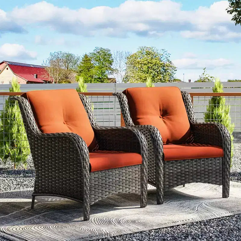UPTIOT Chaises longues d'extérieur en osier pour patio - Lot de 2
