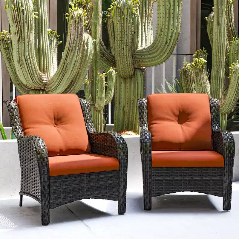 UPTIOT Chaises longues d'extérieur en osier pour patio - Lot de 2