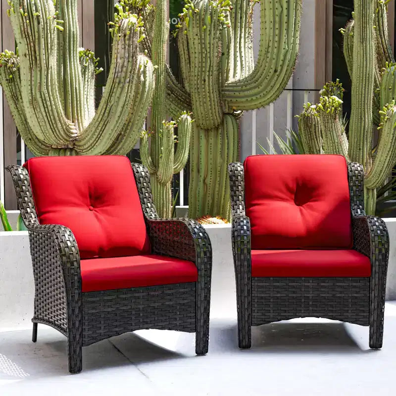 UPTIOT Chaises longues d'extérieur en osier pour patio - Lot de 2