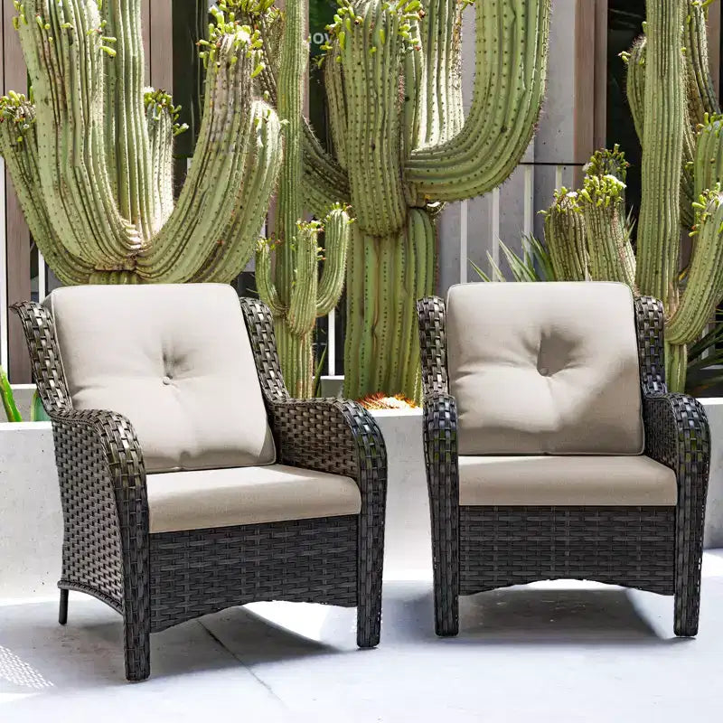 UPTIOT Chaises longues d'extérieur en osier pour patio - Lot de 2