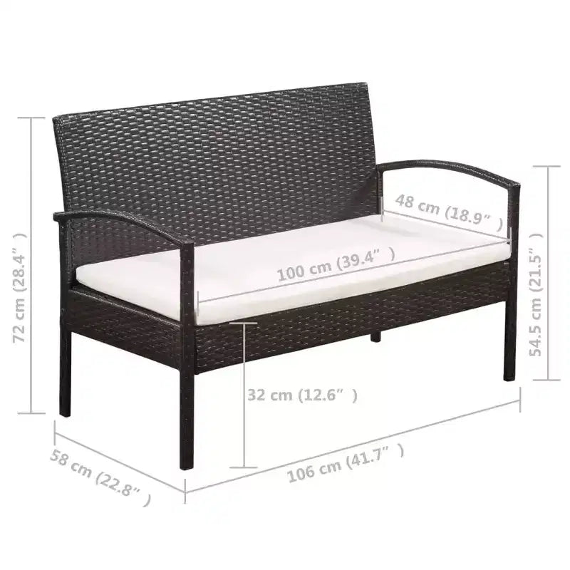 vidaXL Salon de jardin 5 pièces avec table basse en résine tressée