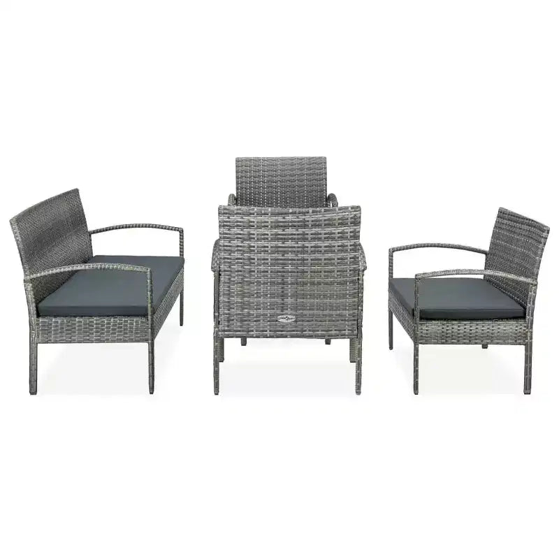 vidaXL Salon de jardin 5 pièces avec table basse en résine tressée