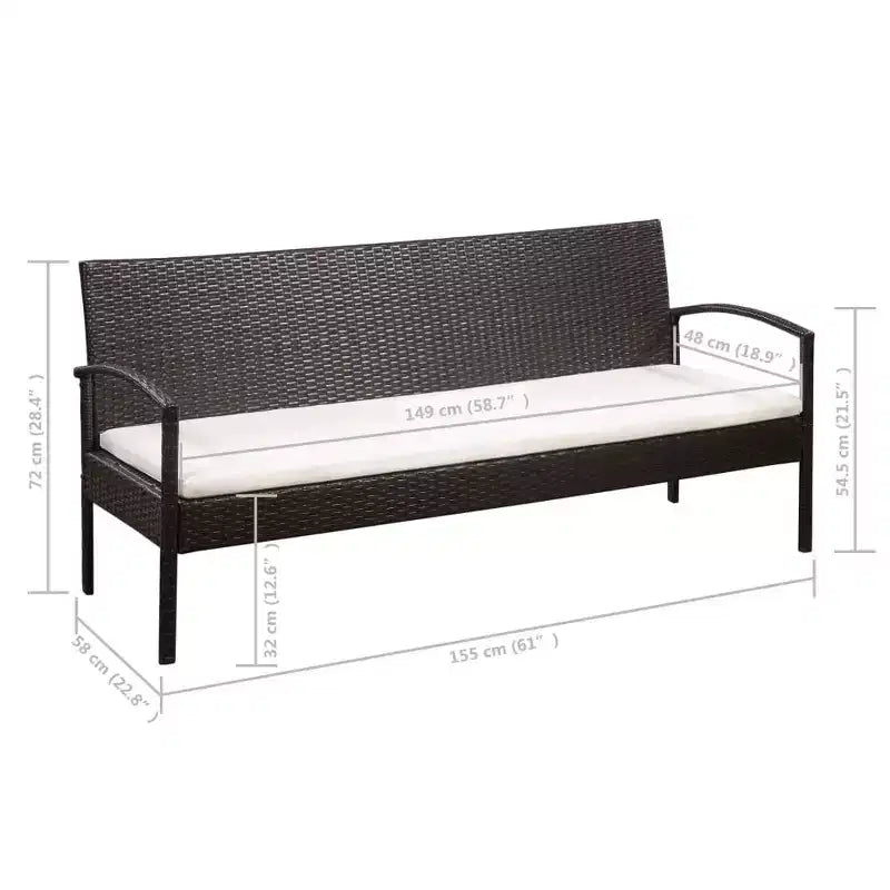 vidaXL Salon de jardin 5 pièces avec table basse en résine tressée