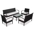 vidaXL Salon de jardin 5 pièces avec table basse en résine tressée