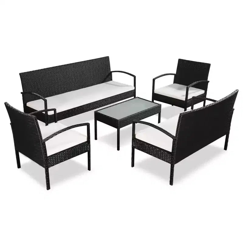 vidaXL Salon de jardin 5 pièces avec table basse en résine tressée
