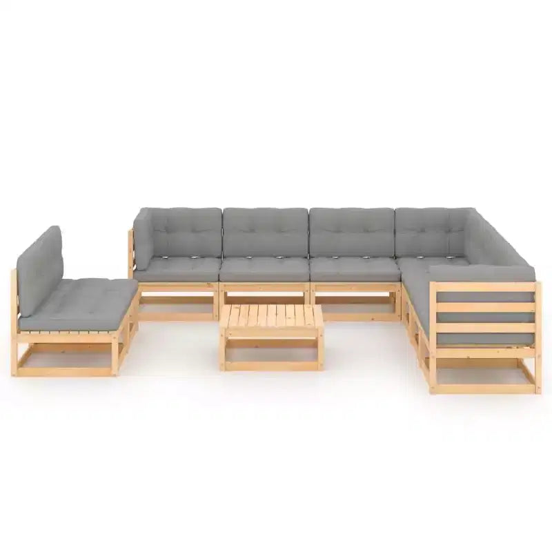 vidaXL Ensemble de Mobilier de Jardin 10 Pièces Canapé d'Angle d'Extérieur en Bois de Pin Massif