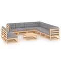 vidaXL Patio Furniture Set 10 Piece Outdoor Sectional Sofa Solid Wood Pine