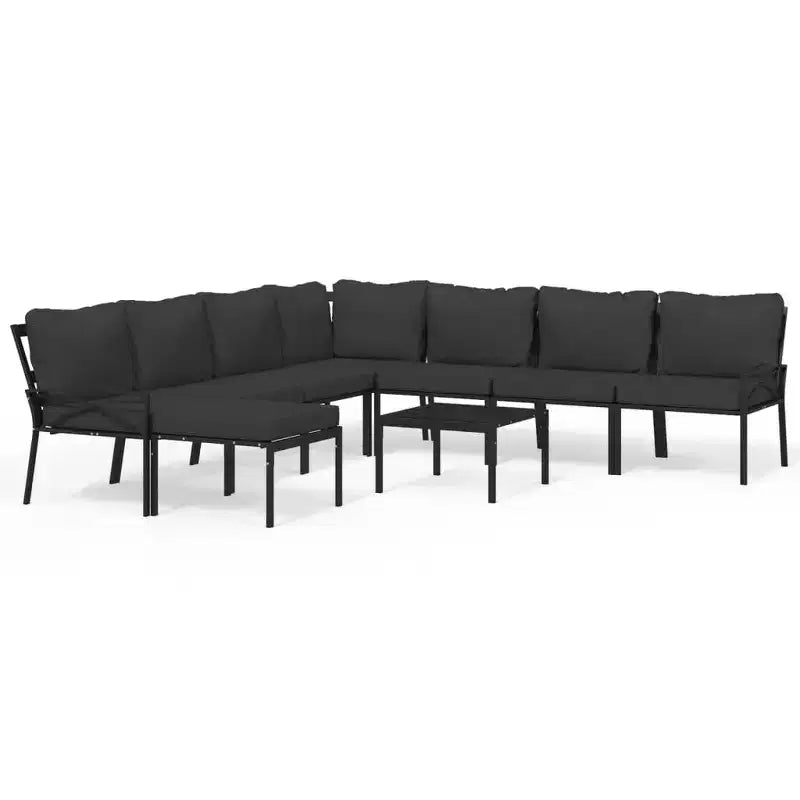 vidaXL Patio Furniture Set Sectional Sofa Patio Lounge Set with Cushions Steel