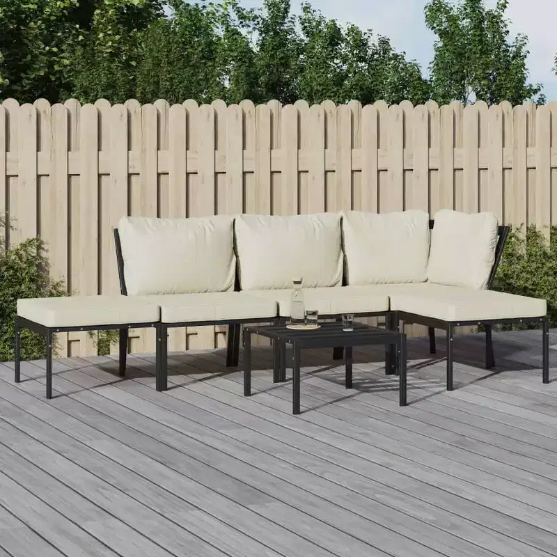 vidaXL Salon de jardin canapé sectionnel en acier avec coussins
