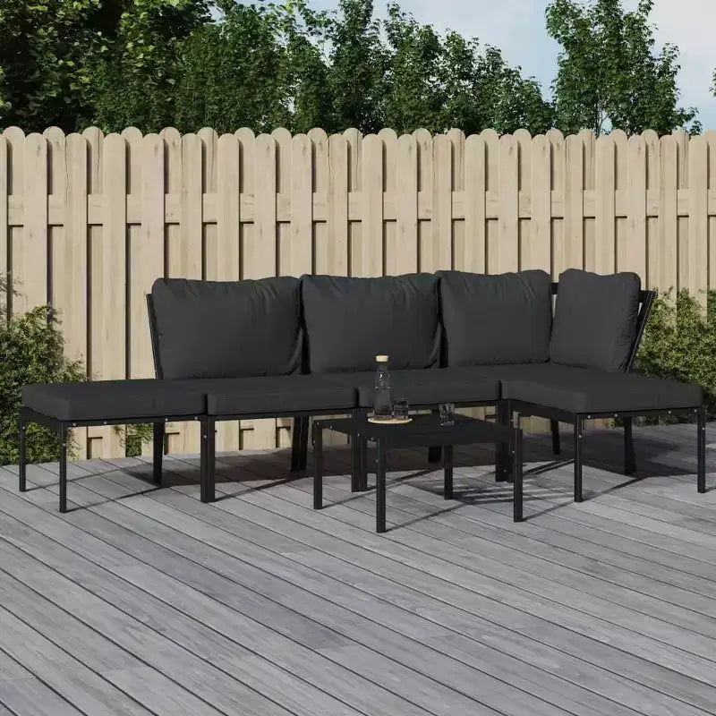 vidaXL Salon de jardin canapé sectionnel en acier avec coussins