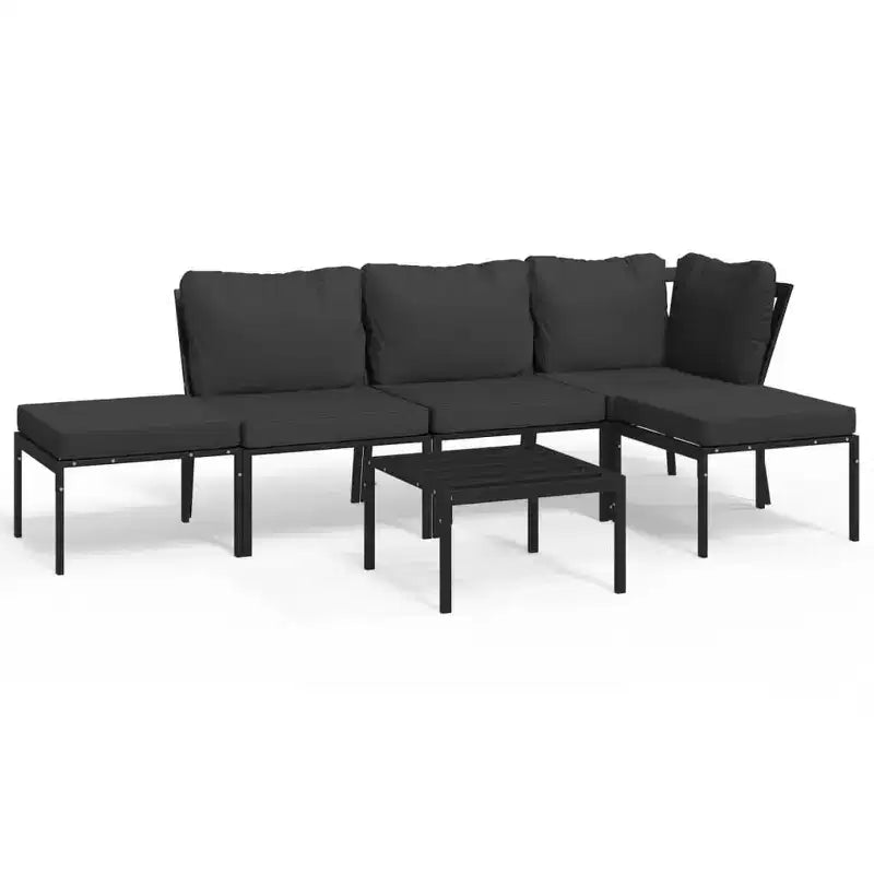 vidaXL Salon de jardin canapé sectionnel en acier avec coussins