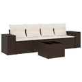 vidaXL 5 Piece Patio Sofa Set with Cushions Brown Poly Rattan