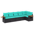 vidaXL 6 Piece Patio Sofa Set with Cushions Black Poly Rattan