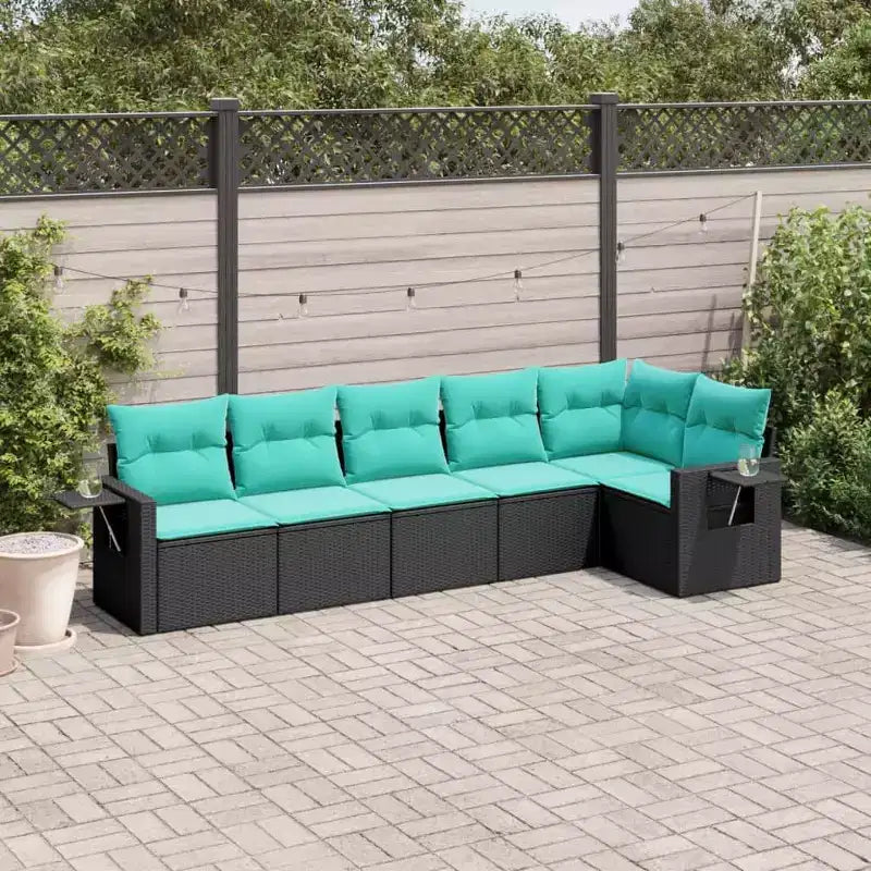 vidaXL Ensemble de canapés de jardin 6 pièces avec coussins Résine tressée noire