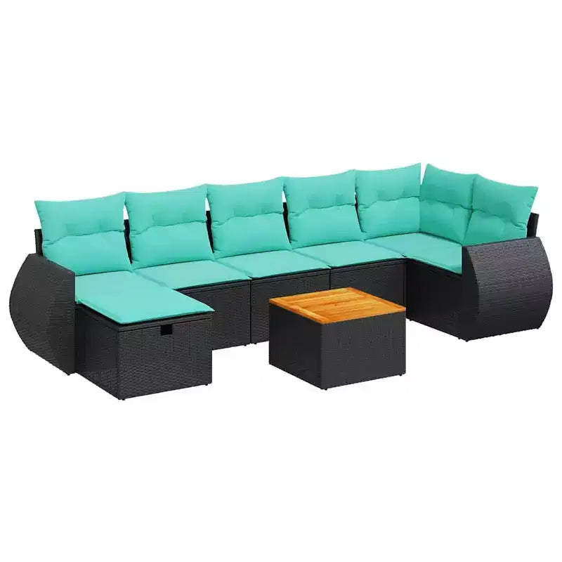 vidaXL 8 Piece Patio Sofa Set with Cushions Black Poly Rattan