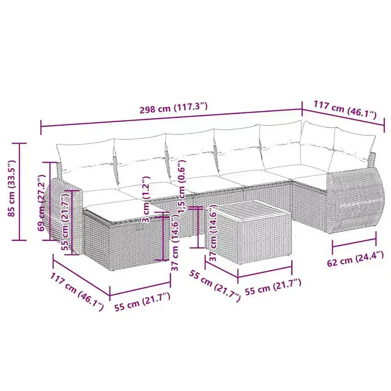 vidaXL Salon de jardin 8 pcs avec coussins résine tressée noir