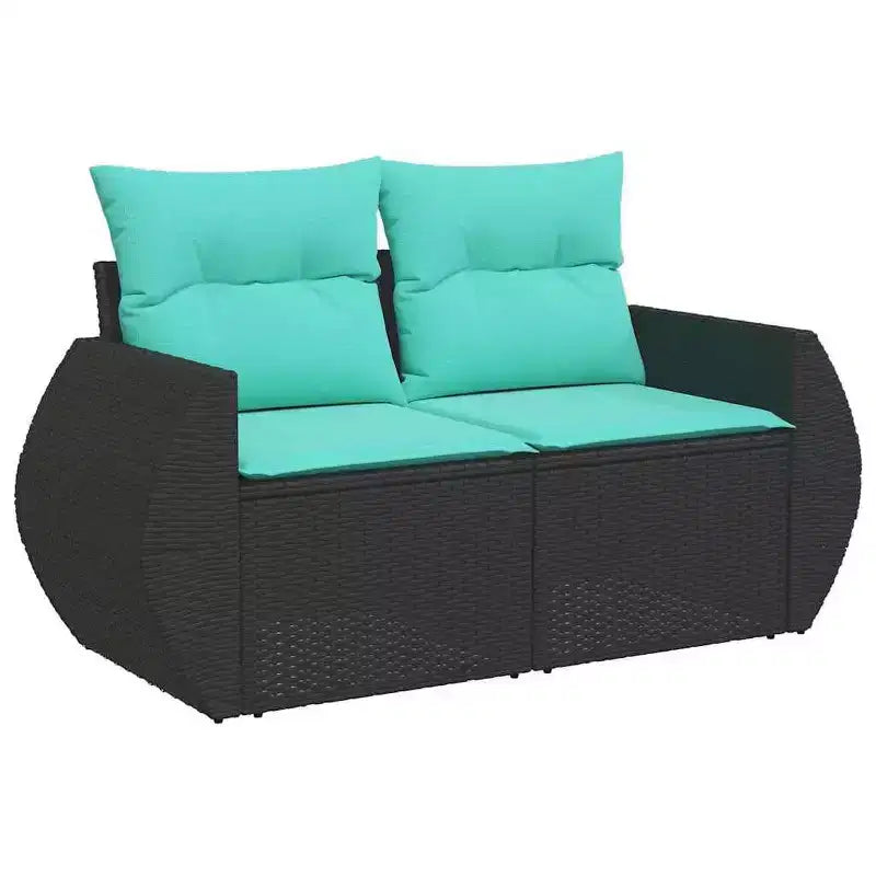 vidaXL Salon de jardin 8 pcs avec coussins résine tressée noir