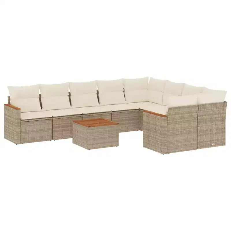 vidaXL 10 Piece Patio Sofa Set with Cushions Poly Rattan