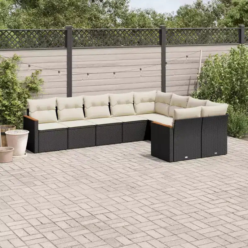 vidaXL Salon de jardin 10 pcs avec coussins Résine tressée