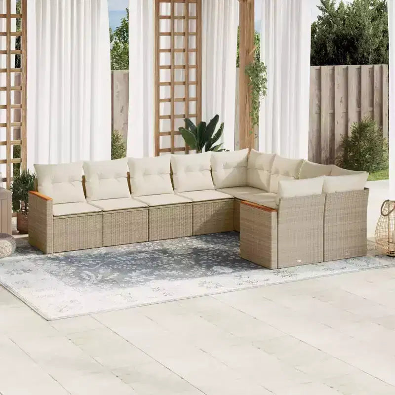 vidaXL Salon de jardin 10 pcs avec coussins Résine tressée