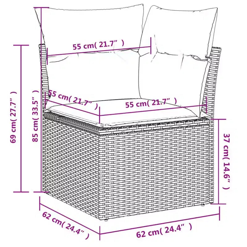 vidaXL Salon de jardin 10 pcs avec coussins Résine tressée