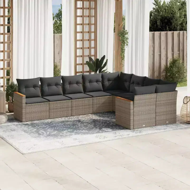 vidaXL Salon de jardin 10 pcs avec coussins Résine tressée