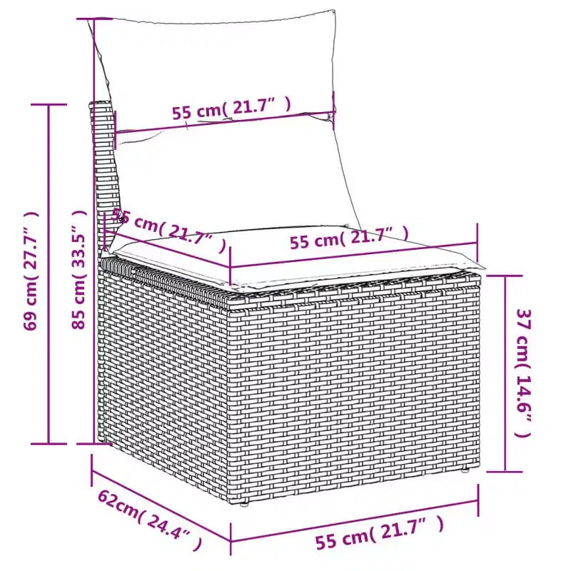 vidaXL Salon de jardin 10 pcs avec coussins Résine tressée