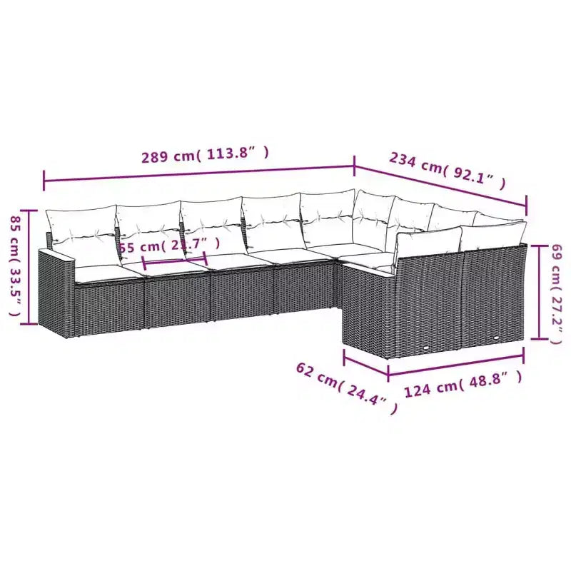 vidaXL Salon de jardin 10 pcs avec coussins Résine tressée