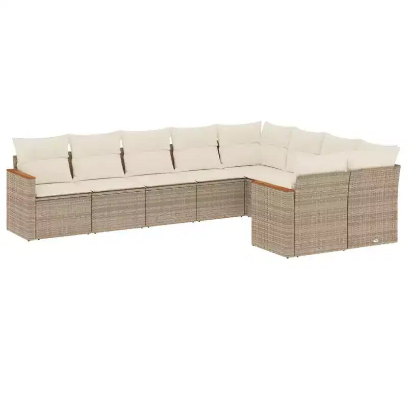 vidaXL Salon de jardin 10 pcs avec coussins Résine tressée
