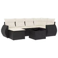 vidaXL 7 Piece Patio Sofa Set with Cushions Black Poly Rattan
