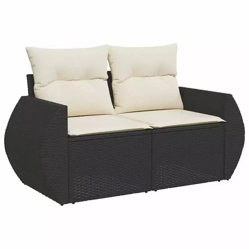 vidaXL Salon de jardin 7 pcs avec coussins résine tressée noir